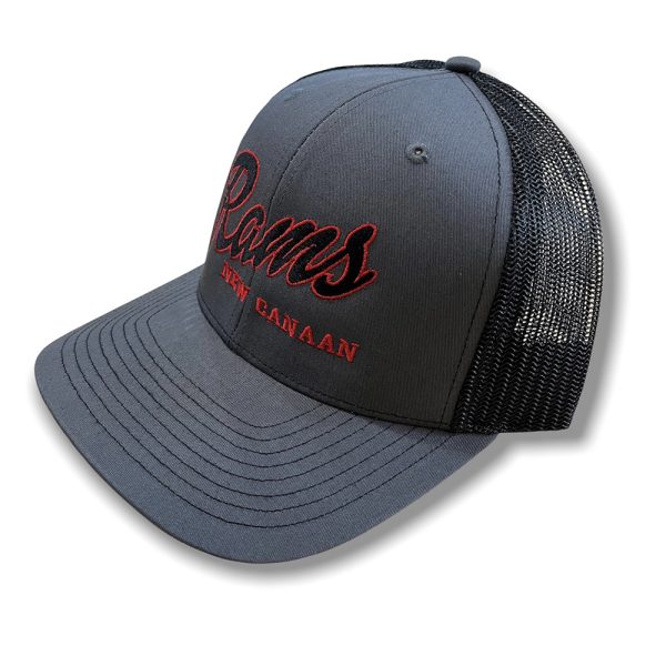 Grey And Black New Canaan Rams Trucker Hat - Image 3