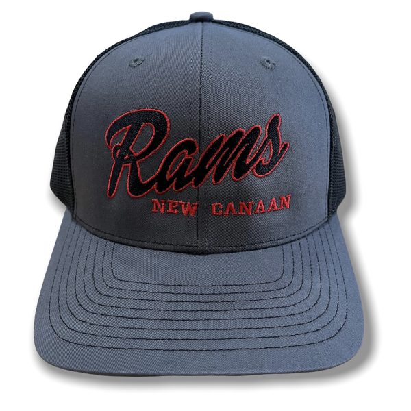 Grey And Black New Canaan Rams Trucker Hat
